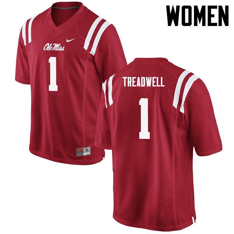 Laquon Treadwell Ole Miss Rebels NCAA Women's Red #1 Stitched Limited College Football Jersey LBG3158AI